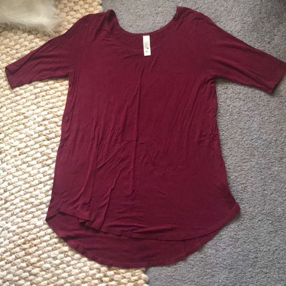 Yala maroon bamboo material high low shirt